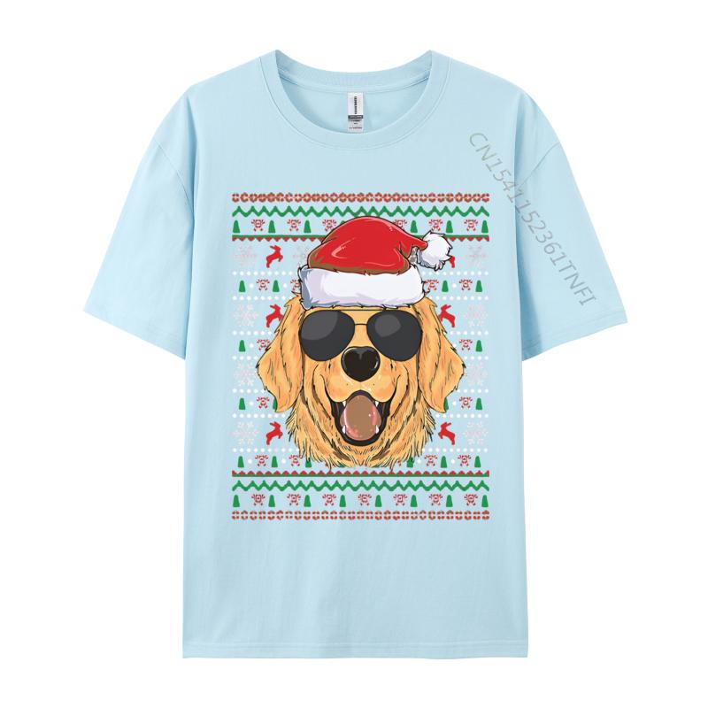 Ugly Xmas Santa Golden Retriever Dog T-shirt Printed T-shirt Cute Animal Pattern Tees Tops s Clothing