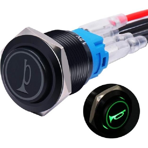 

16MM Raised Speaker Horn Momentary Push Button Switch 5/8" Mounting Hole 12V
