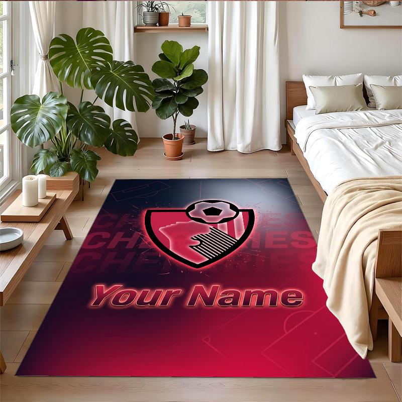 Crystal Velvet Rug Custom Name Text, Soft Non Slip Floor Mat Home DecorBournemouth Football
