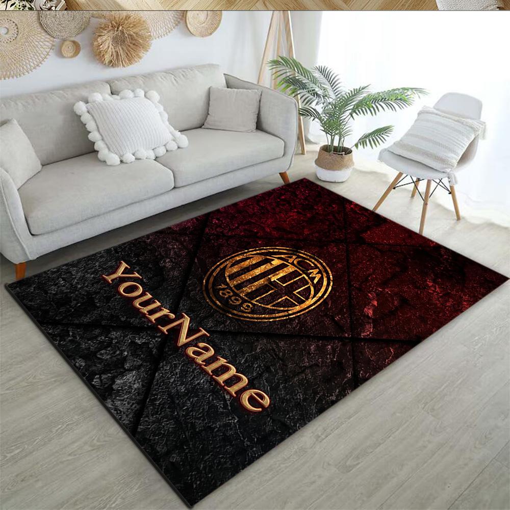 Ac Milan Personalized Name Area Rug Perfect for Foyer Playrooms Game Room Balcony Antislip Carpet Decorate Offices Perfect Gift for Friends & Family