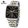 Business Quartz Watch Men Gold White Chronograph Dress Wristwatch with Stainless Steel Band Auto Date Luminous Hands 24-hour