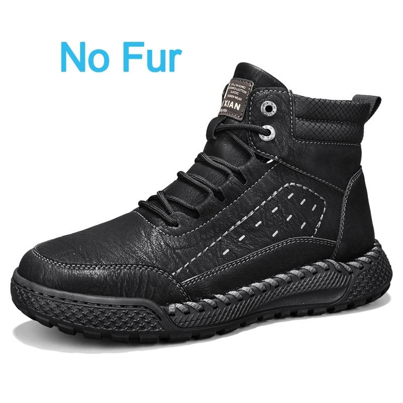 Fashion British Style Men Casual Leather Winter Ankle Boots Fashion Flat Designer Outdoor Round Toe Shoes High Quality Antiskid Boot New