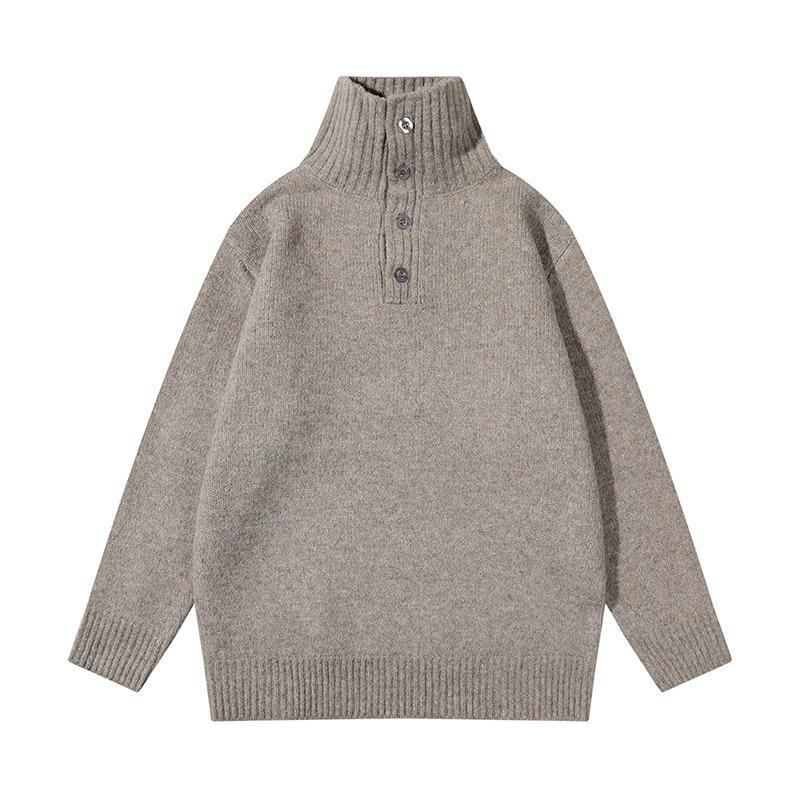 Men s Korean Half-High Neck Textured Knit Sweater - Loose Fit Autumn/Winter Cardigan 2025 Trend 2XL