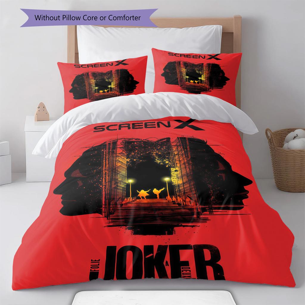 Joker Print Cover Bedding Quilt Set Quilt Cover Pillowcase Home Decoration Birthday Gift (1 * duvet cover + 2 * pillowcase, without core)