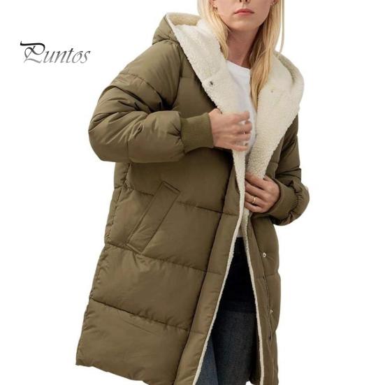 

Зимове жіноче пальто Товста флісова підкладка Вітрозахисна застібка-блискавка З капюшоном Еластичні манжети Кишені Довгі рукави Теплозберігаючий кардиган Пуховик M