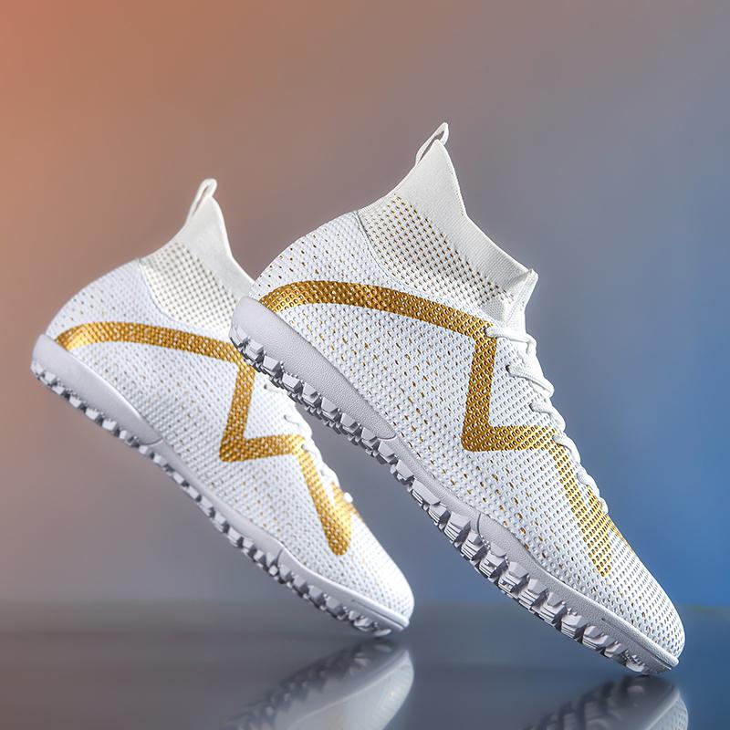 Fashion Men Football Boots Long Spikes High Ankle Soccer Shoes AG/TF Kids Outdoor Grass Cleats Soccer Boots Training Sport Football Shoes