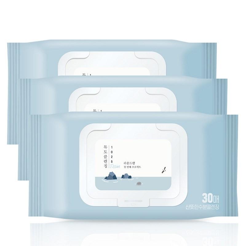 Round Lab 1025 Dokdo Cleansing Tissues, 30 sheets, 3 pcs
