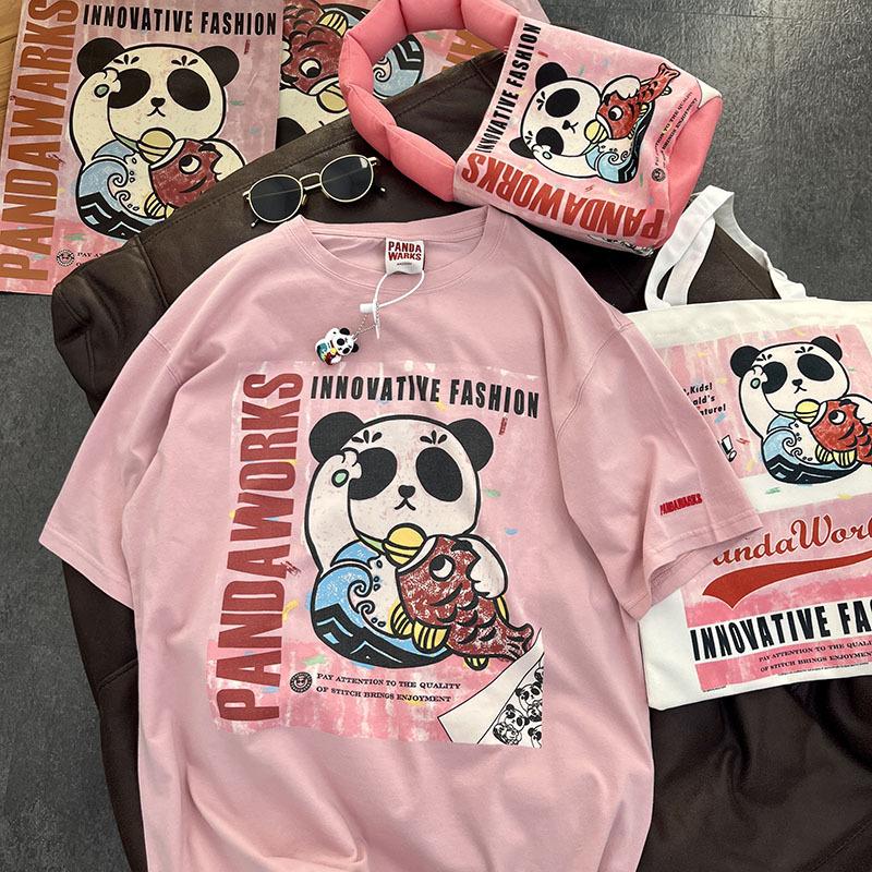 Pure Cotton Cartoon Bear Short-sleeved T-shirt for Women In Summer New Korean Style Loose Design Versatile Large-size Top