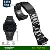 GX56/GWX56 Watch Band + Metal Bezel Case Strap for Casio G-Shock GXW56/GWX56BB -Stainless Steel Silver/Black + Replacement Tools
