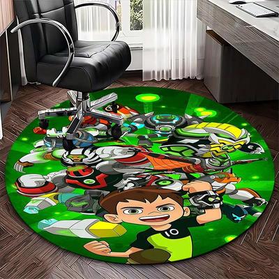 1pc Ben 10 Alien Force Round Carpet - Anime Design Chair Mat for Office, Home Decor, Living Room