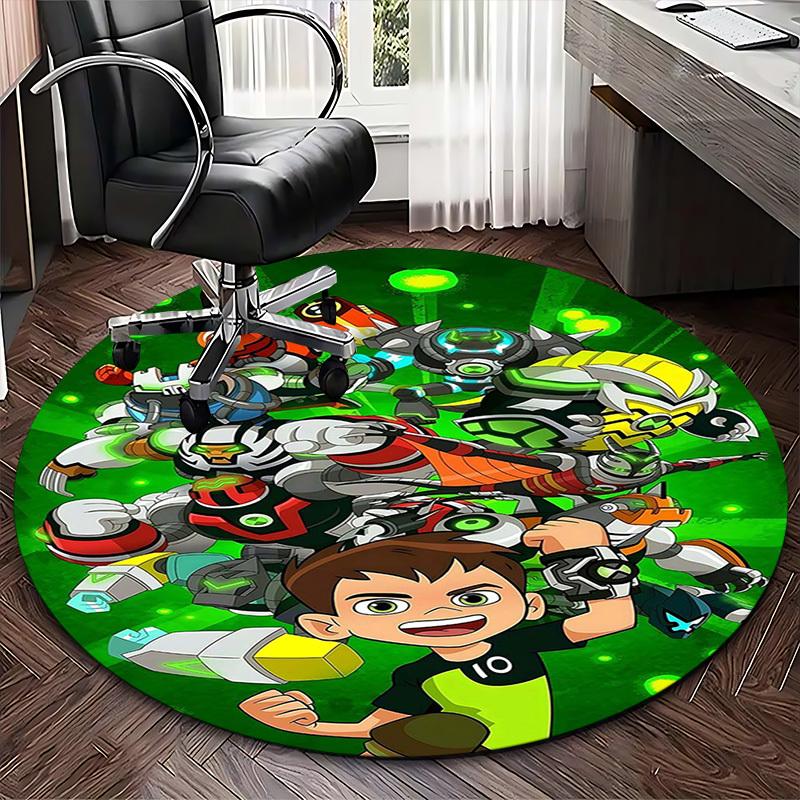 1pc Ben 10 Alien Force Round Carpet - Anime Design Chair Mat for Office, Home Decor, Living Room