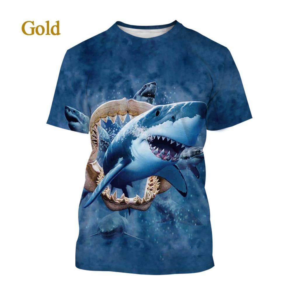 Trendy New Animal Big Shark 3D Printing T-shirt Retro Men's Summer Casual Fashion Men's T-shirt Top