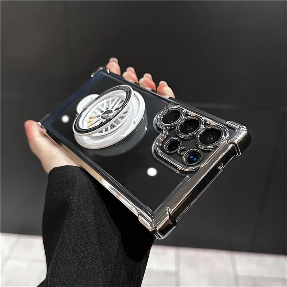 Shockproof Airbags Armor Magnetic Transparent Case for Samsung Galaxy S25 S24 Ultra S23 FE S22 Plus A54 A34 A15 A35 A55 A53 5G