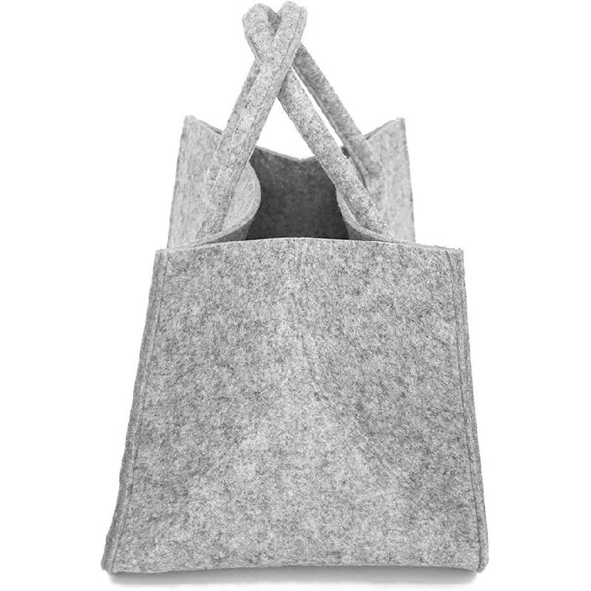 Firewood Log Carrier Tote Bag, HomeYoo Felt Foldable Firewood Holder Basket, Large Capacity Fireplace Wood Stove Accessories with Handle (Grey)