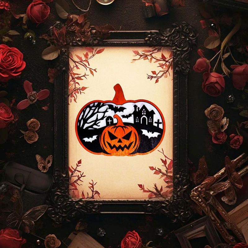 Eerie Wooden Specter Pumpkins Hanging Decoration Halloweens Party Supplies 18x15cm Multiple Designs Home Festival Decors
