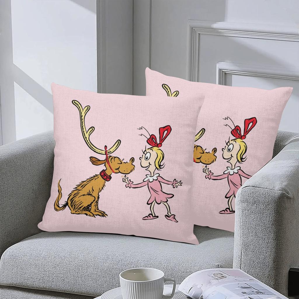 1Pc Cartoon Cushion Cover, Premium Polyester Pillowcase, 2D Double-Sided Print For Bed Car Office, Durable Washable, Perfect Fes