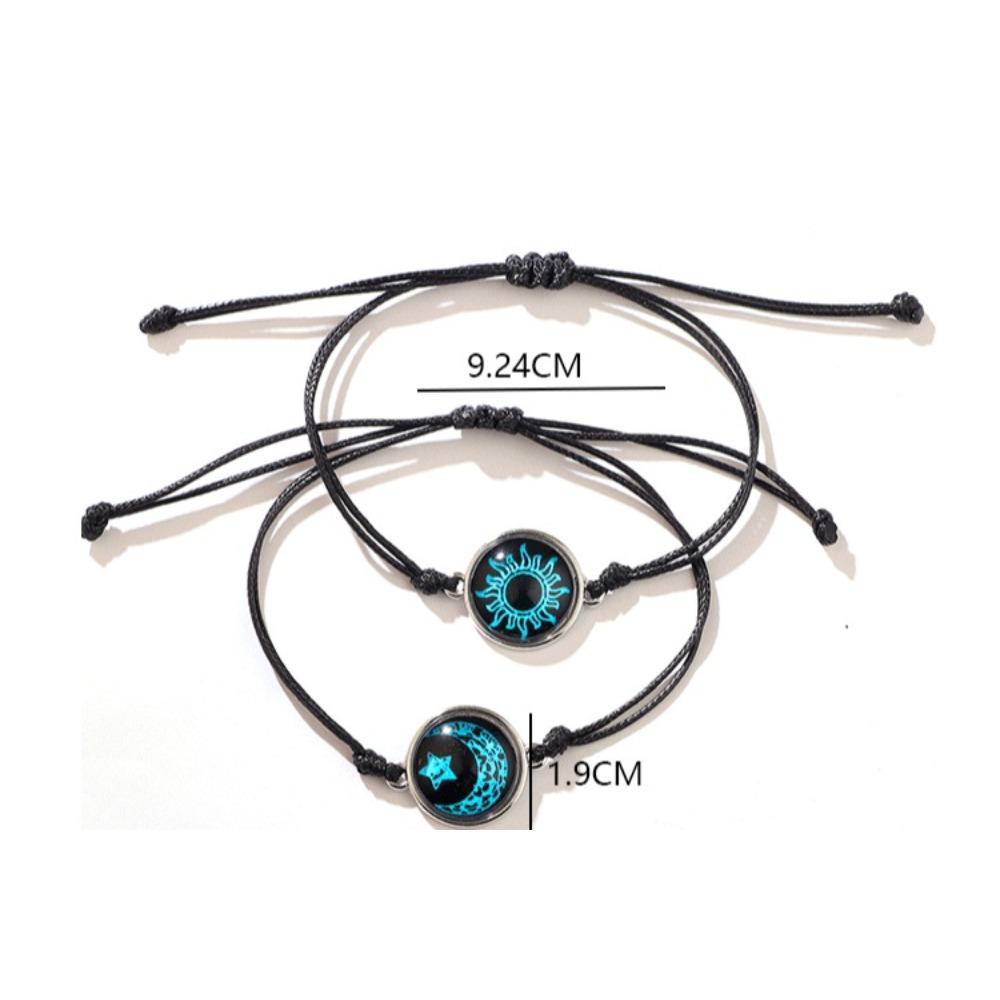 Romantische leuchtende Sonne-Mond-Paar-Armbänder für Frauen und Männer, handgefertigt, geflochtenes Seil, passendes Armband, Schmuckgeschenke zum Valentinstag