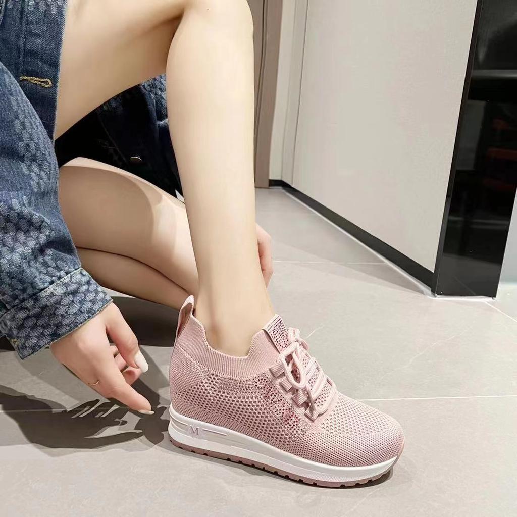 Spring Solid Color Women's Shoes Thick-soled Breathable Mesh Non-slip Casual Comfortable Ladies Shoes Zapatillas De Mujer