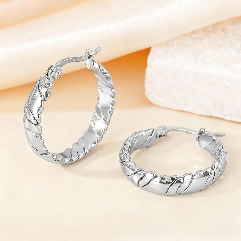 Layered Woven Texture Gold Hoop Earrings - High-End, Non-Fading Titanium Steel (2025)