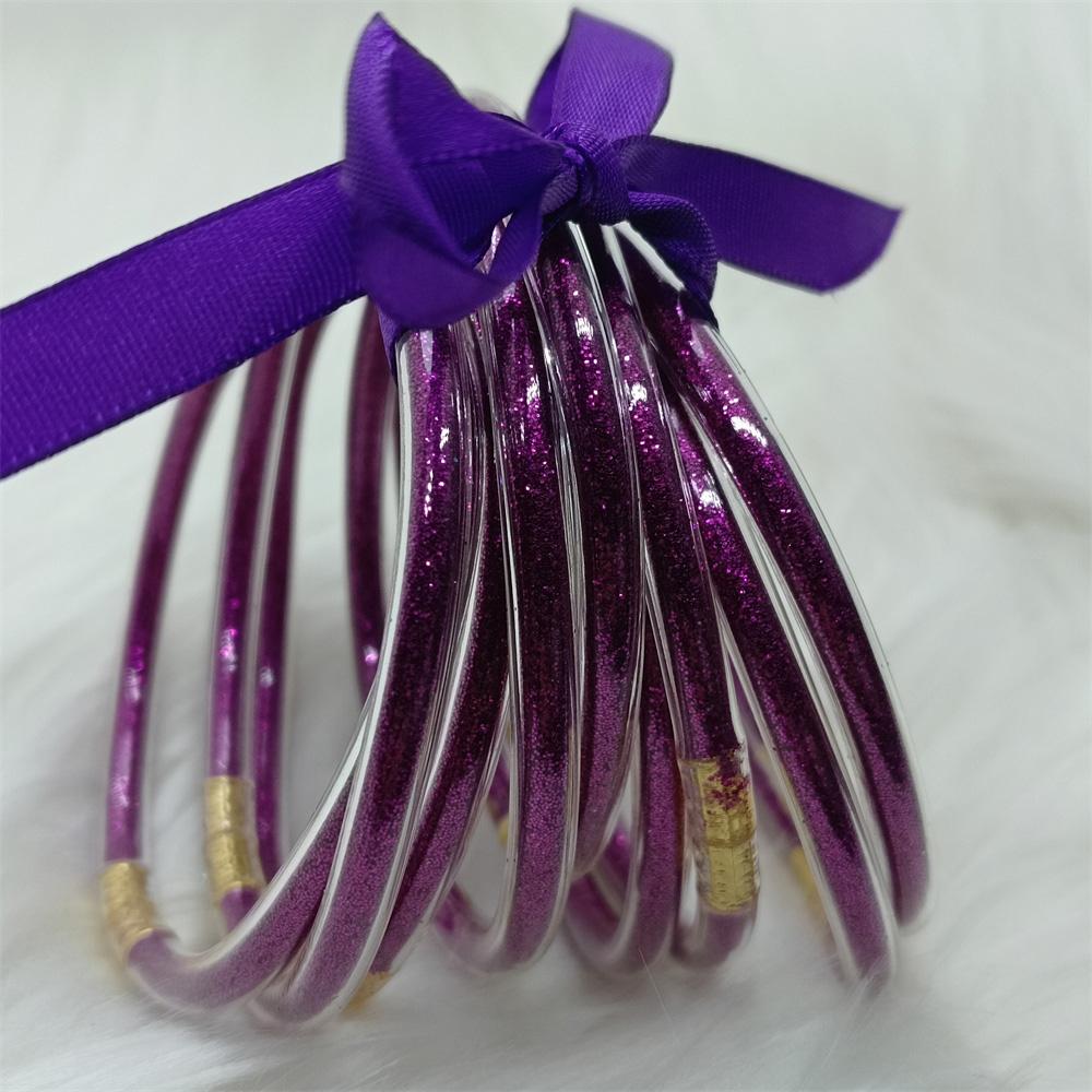 9 Stück/Set Modeschmuck Goldenes Armband Buddhistisches Jonc Armreifen Set für Damen Glitzergefülltes Jelly Silikon Buddha Mädchen Armbänder