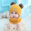 Wool Plush Ears Toddler Cap Infant Knitted Hat Winter Hats Scarf Set Lovely Beanie Hat Boy Girl Cap