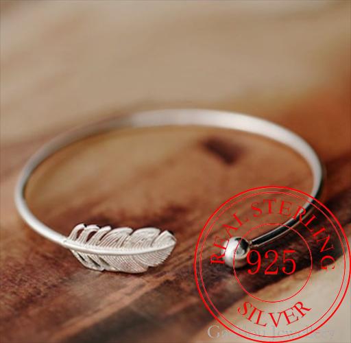 925 Silber Engelsfeder Glücksarmreif Designer Armbänder Armreifen Für Damen Party Schmuck Geschenke Schmuck
