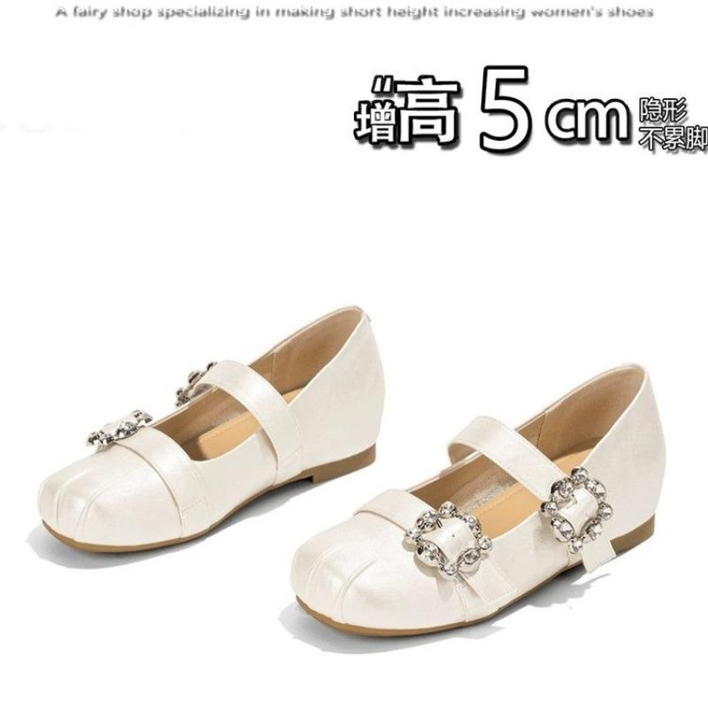 Suitable for all kinds of height thick-soled thick-sloped Mary Jane shoes women s summer new shallow mouth skirt French ballet shoes 35