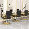 Goldener Drehbarer Friseurstuhl Luxuriöser Rotierender Pediküre Stylist Barbersessel Ästhetischer Friseurstuhl Barberausstattung