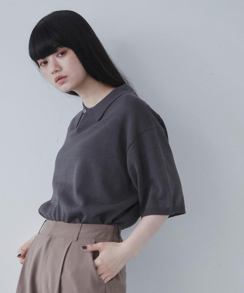 WEGO Skipper Short Summer Knit Loose Oversized Korean Size Dark Gray Men's Shirt, Sleeve, Top, T-Shirt, Clothes, Polo, Simple, Fit, Silhouette,