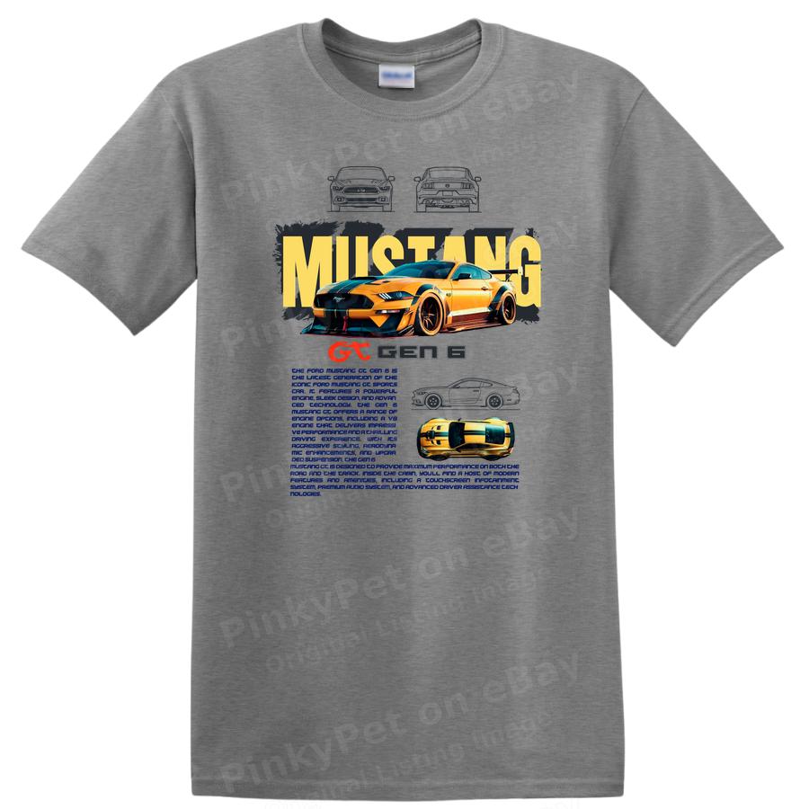 Mustang Car Racing T Shirt Graphic Tee Cool Sports Car Design Fan Gift
