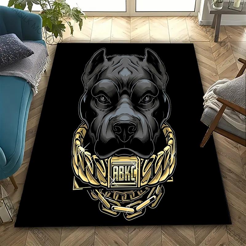 ABKC Rug for Bedroom Dog Theme Carpet for Teens Office Area Large Decor Black Carpet for Dining Living Room Playroom Floor Mat