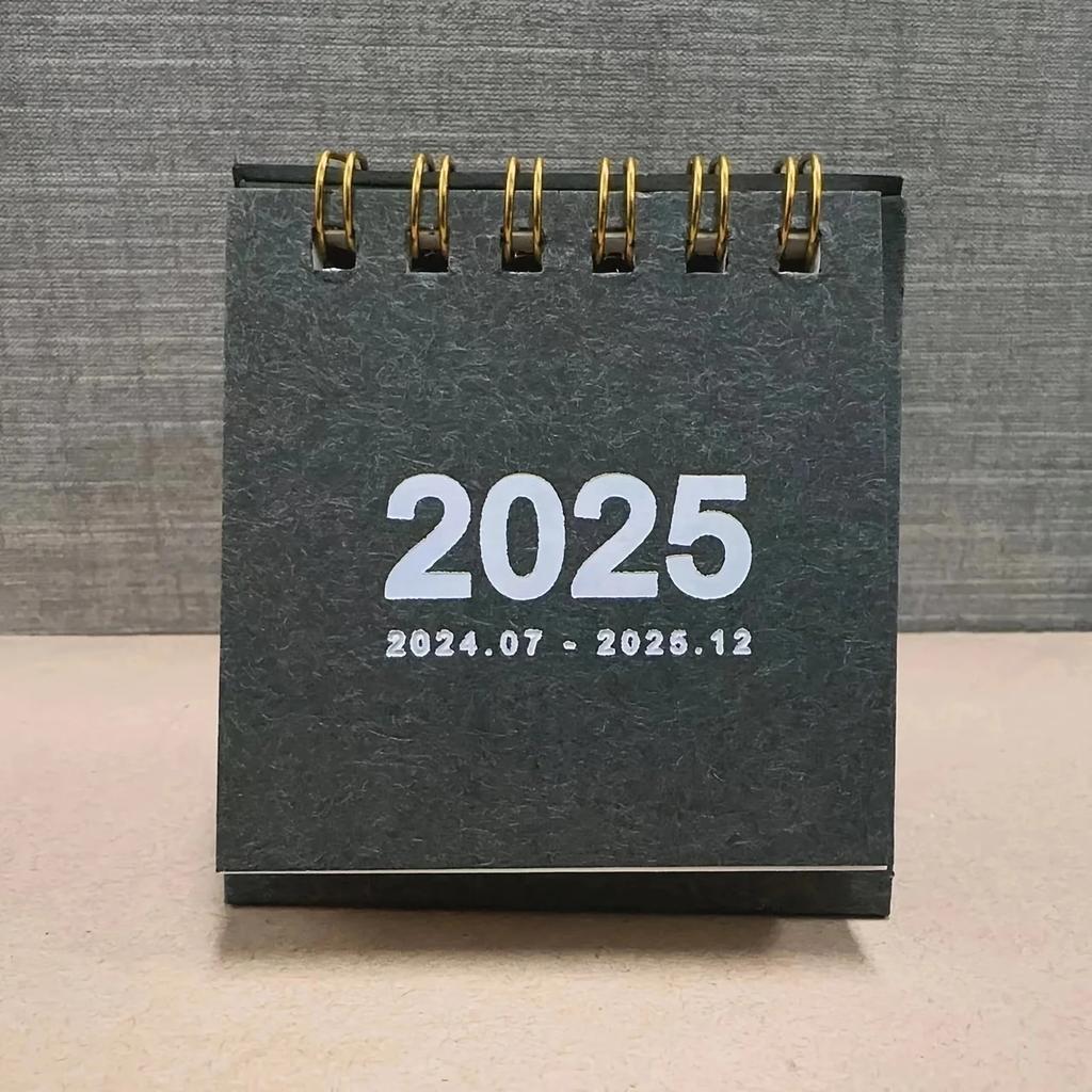 2025-2025 Simple Solid Color Mini Desktop Paper Calendar Dual Daily Scheduler Table Planner Yearly Agenda Organizer