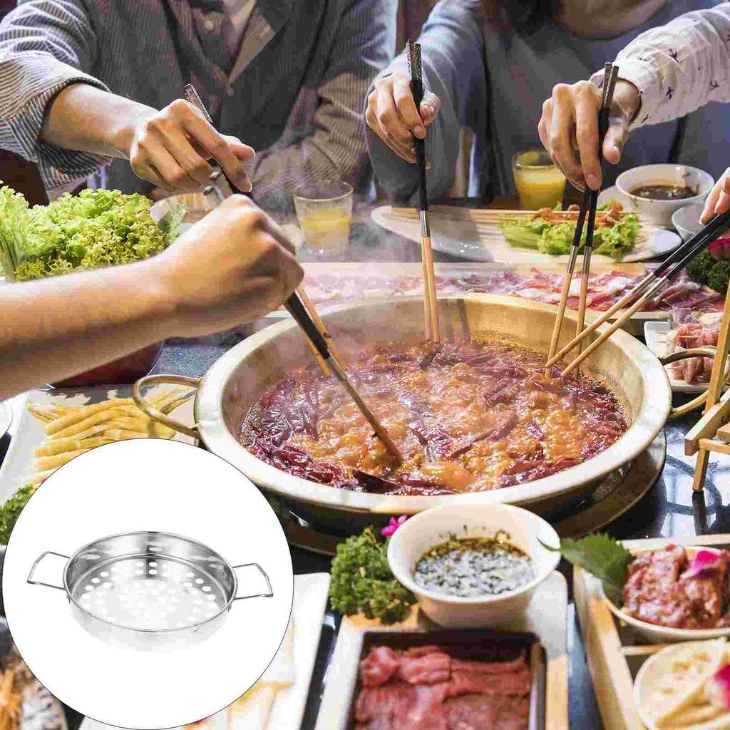 Over Sink Strainer for Oil Big Hole Cold Shrimp Colander Pasta Scoops Food Serving Spoon Large Filter Vegetable Stainless Steel