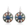 1 Par de Pendientes Largos Colgantes Florales Étnicos con Gota de Aceite para Mujer Moda Femenina Adornos para Orejas Encantadores Accesorios de Joyería
