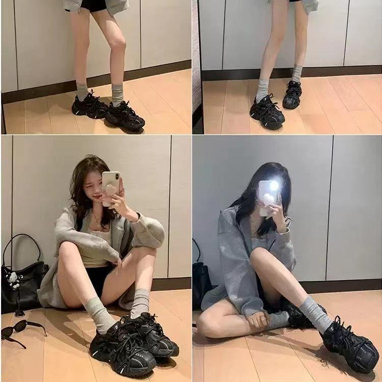 Su Yinyin increased the height of the same style by 6cm~ Autumn and winter retro mandarin duck with thick-soled lace-up casual sports shoes dad shoes