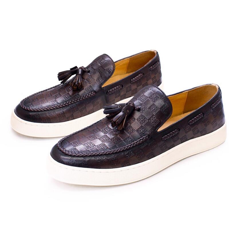 Fashion NEW Casual Men's Shoes Comfortable Flat Handmade Shoes Pattern Tassel Non-slip Shoes Banquet Party Dress Men's Shoes A27