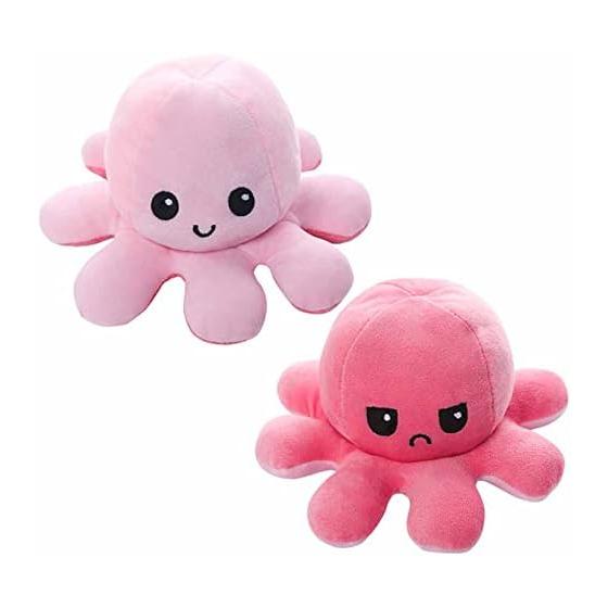 Stuffed Octopus, Reversible Octopus Doll, Upside Down Octopus Stuffed Toy, Double-Sided Flip Doll, Present, Gift Toy, 20cm, Fluffy Stuffed Toy, Angry