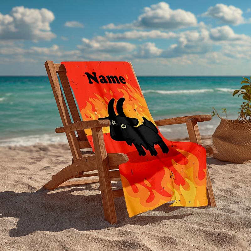 Custom Name Ultra-Soft Beach Towel with Goat Theme,Ideal for Pool - Camping, Diving - Perfect Travel Essential, Vibrant Beach Towel.