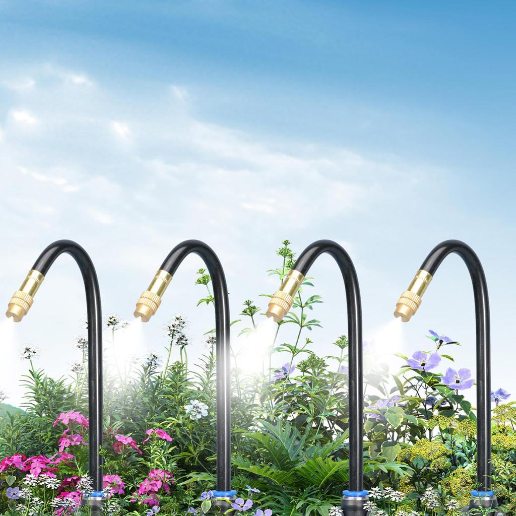 Flower Bed Watering System Irrigation Tubing Hose Adjustable 360 Degrees Automatic Emitters Set For Outdoor Growing Flower Beds