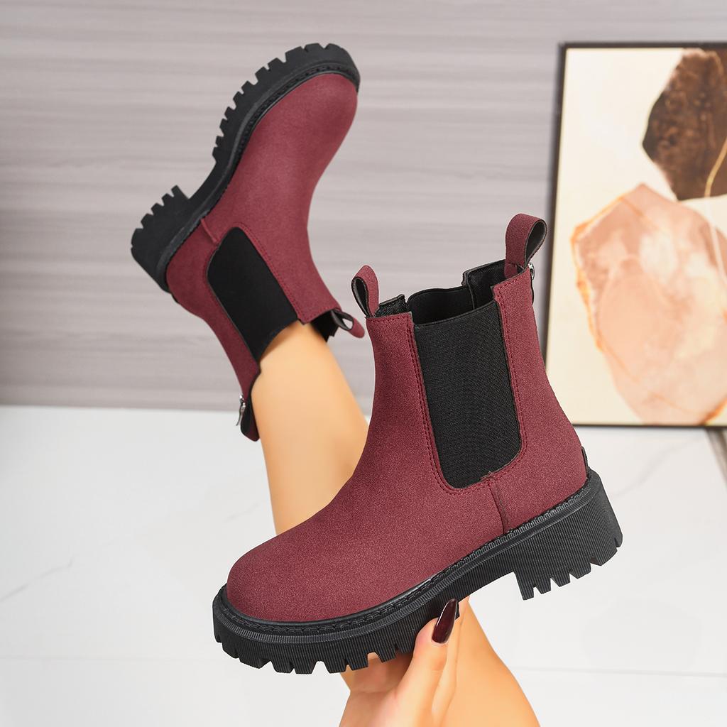Women Chelsea Boots Leather Autumn Winter Fashion Ankle Boots Women Retro Outdoor Comfortable Shoes Ladies Zapatos De Mujer