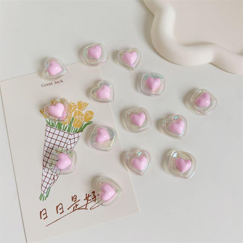 8pcs Cute Pink Heart Magnetic Fridge Stickers Kawaii Transparent Fridge Magnets Home Kitchen Decor Office Whiteboard Decorations