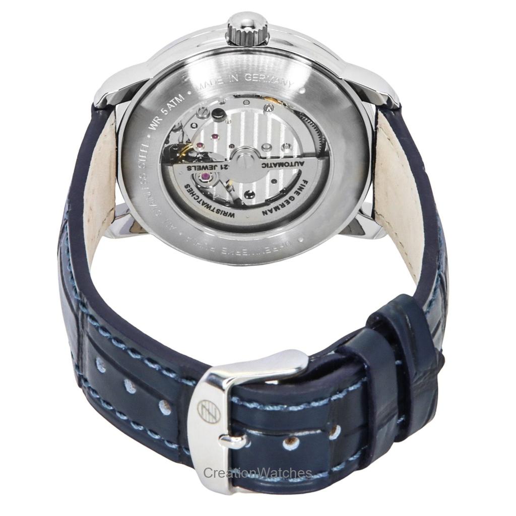 ZEPPELIN Friedrichshafen Leather Strap Blue Open Heart Dial Automatic 85663 Men's Watch