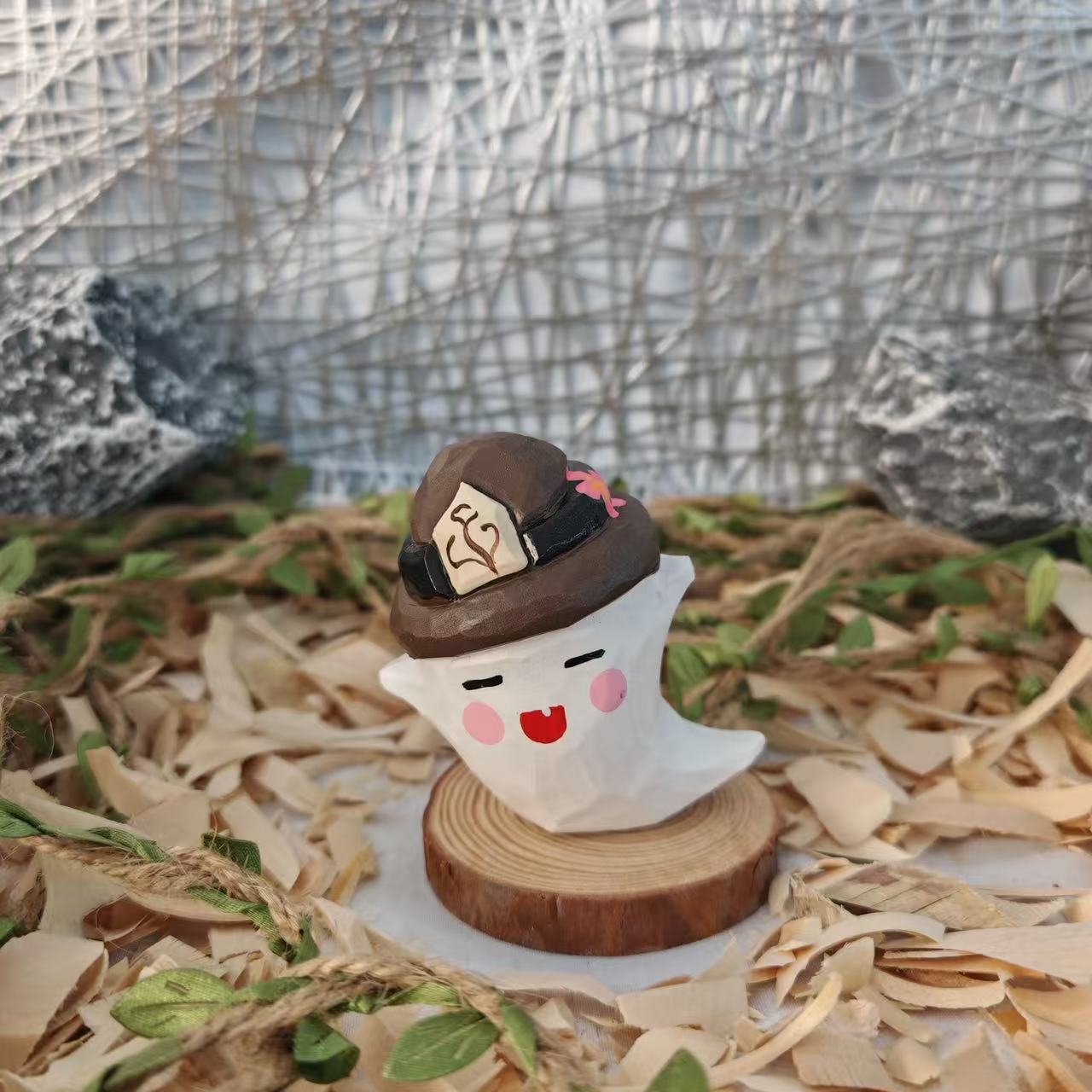 

Hand-carved Wood Ghost Pendant Figurines Hand-painted Wooden Handicrafts home decoration accessories birthday gift for friend 5.2 4.2 6.5