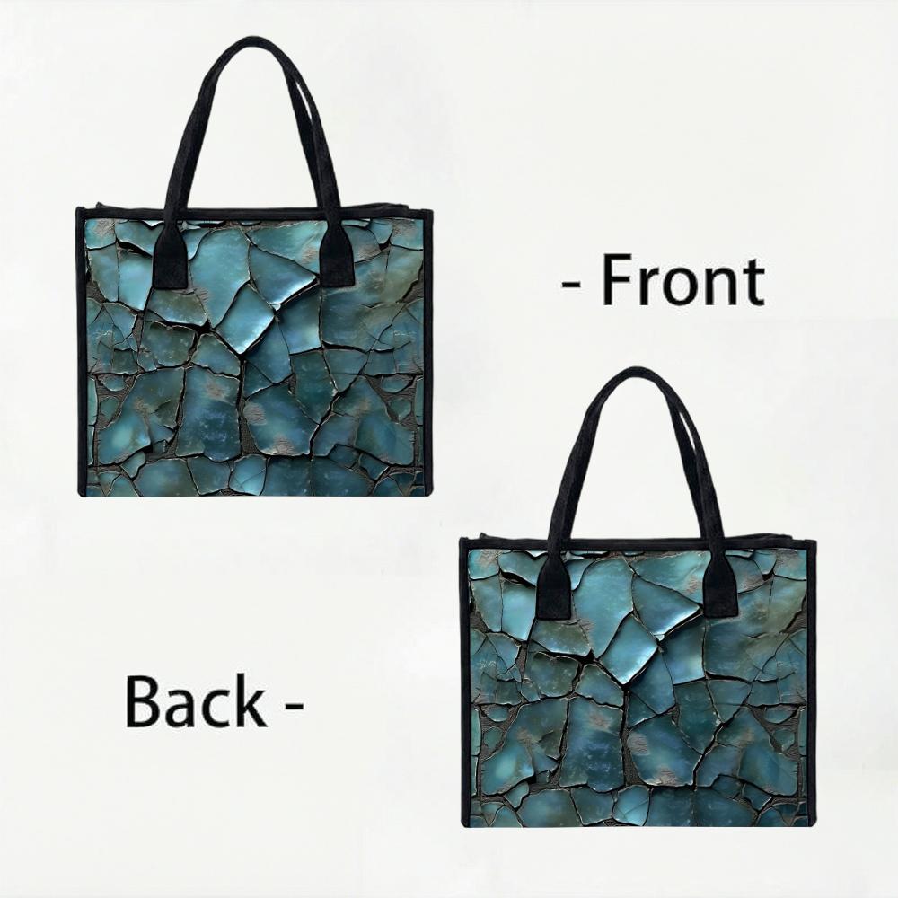 Trendy Turquoise Crackle Pattern Tote Bag for Daily Use