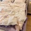 G5Z Ruffle Edge Washed Cotton 4-Piece Duvet Cover Set - Super Soft for Dorms & All Seasons