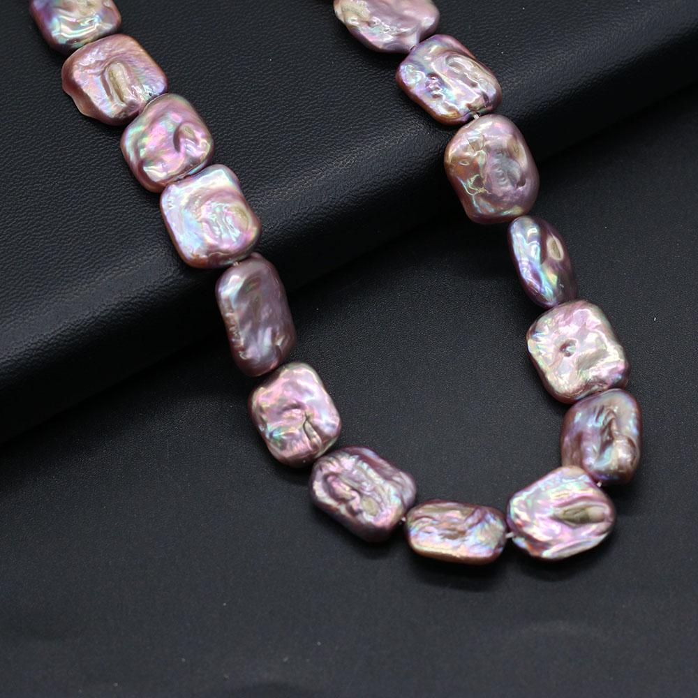 1String, Purple Natural Freshwater Pearls, 15×18mm, Handmade Rectangle Pearl Beads for Jewelry Making DIY, Cheapest Items Available 36cm