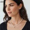 EFFIE QUEEN 100% S925 Silver 14k Gold Starflsh Style Pearl Chain Choker Necklace Natural Jewelry for Women Summer Beach GPN96