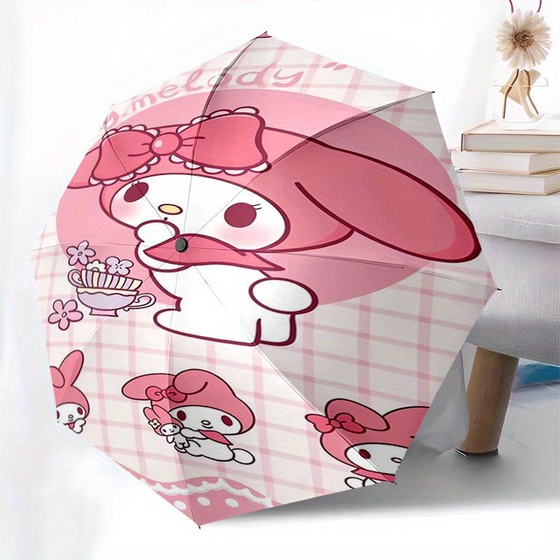 My Melody,Cute Automatic Folding Umbrella-Simple 8-Rib Design, Bright Cartoon Pattern, Durable Iron Frame, Suitable For Travel, Outdoor, Bea