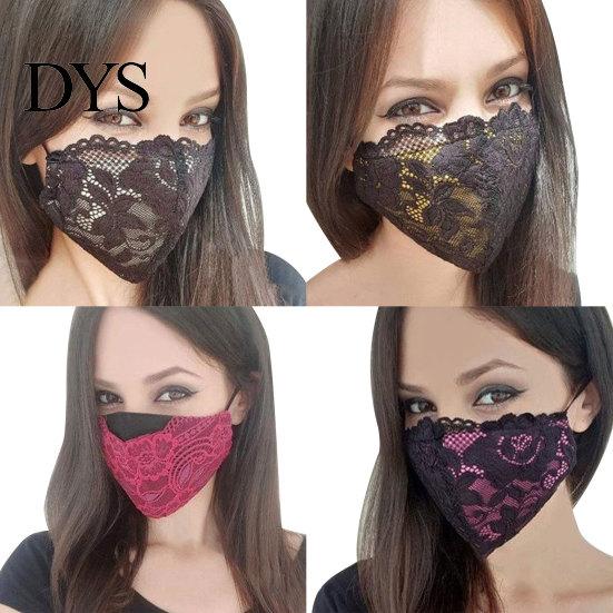 Women Fashion Washable Breathable Dust-Proof Lace Party Wedding Bride Face Cover