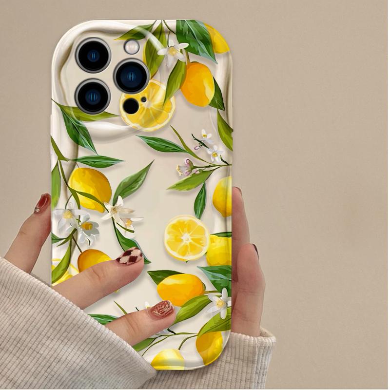 Summer Fruit Lemon Flower 3D Clear Case For iPhone 16 16E 15 14 13 12 11 Pro Max X XS X S Max XR SE 2020  7 8 Silicone Cover
